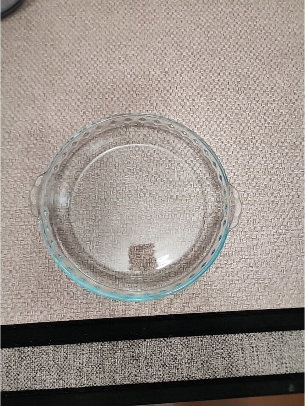 Pyrex Vintage Deep Dish Pie Plate 9.5" Fluted Rim Clear Glass Tab Handles #229